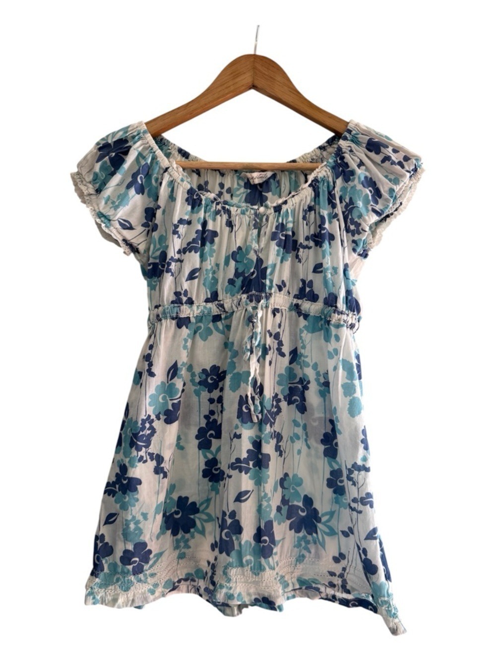 Aeropostale White Floral Babydoll Top Small Y2K Boho